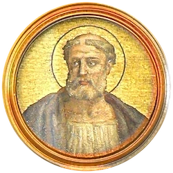Médaillon en mosaïque de Sirice, basilique Saint-Paul-hors-les-Murs (Rome)